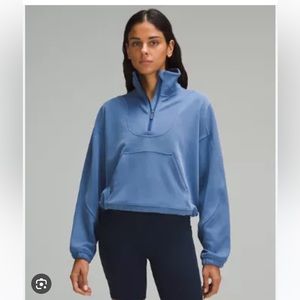 Lululemon brushed soft stream half zip sz6 in pitch blue NWT
